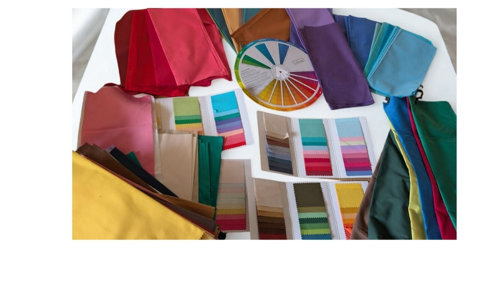 Colour analysis drapes and palette used for personal colour analysis in Oxfordshire